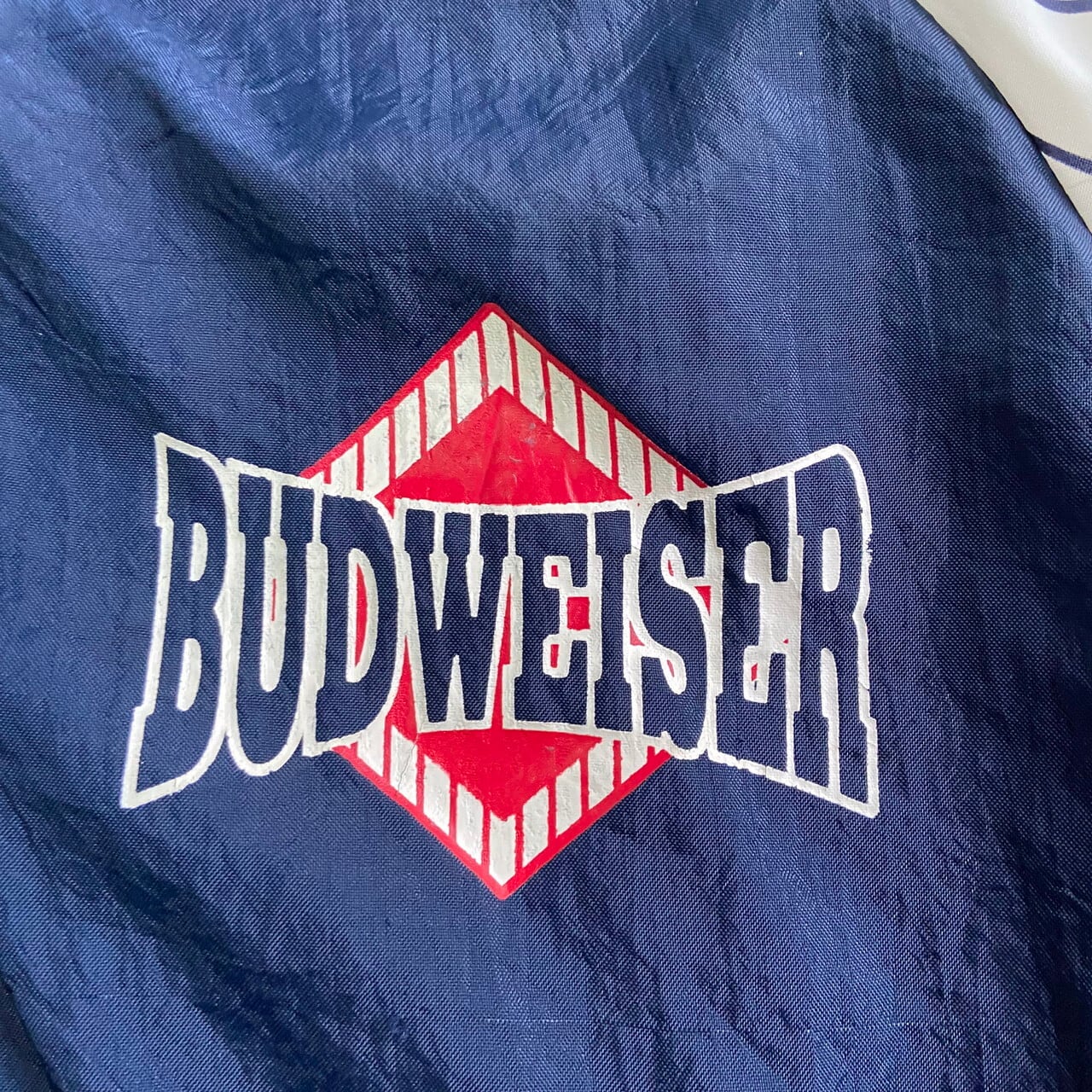 90年代 USA製 Budweiser バドワイザー ナイロンスタジャン バック ...