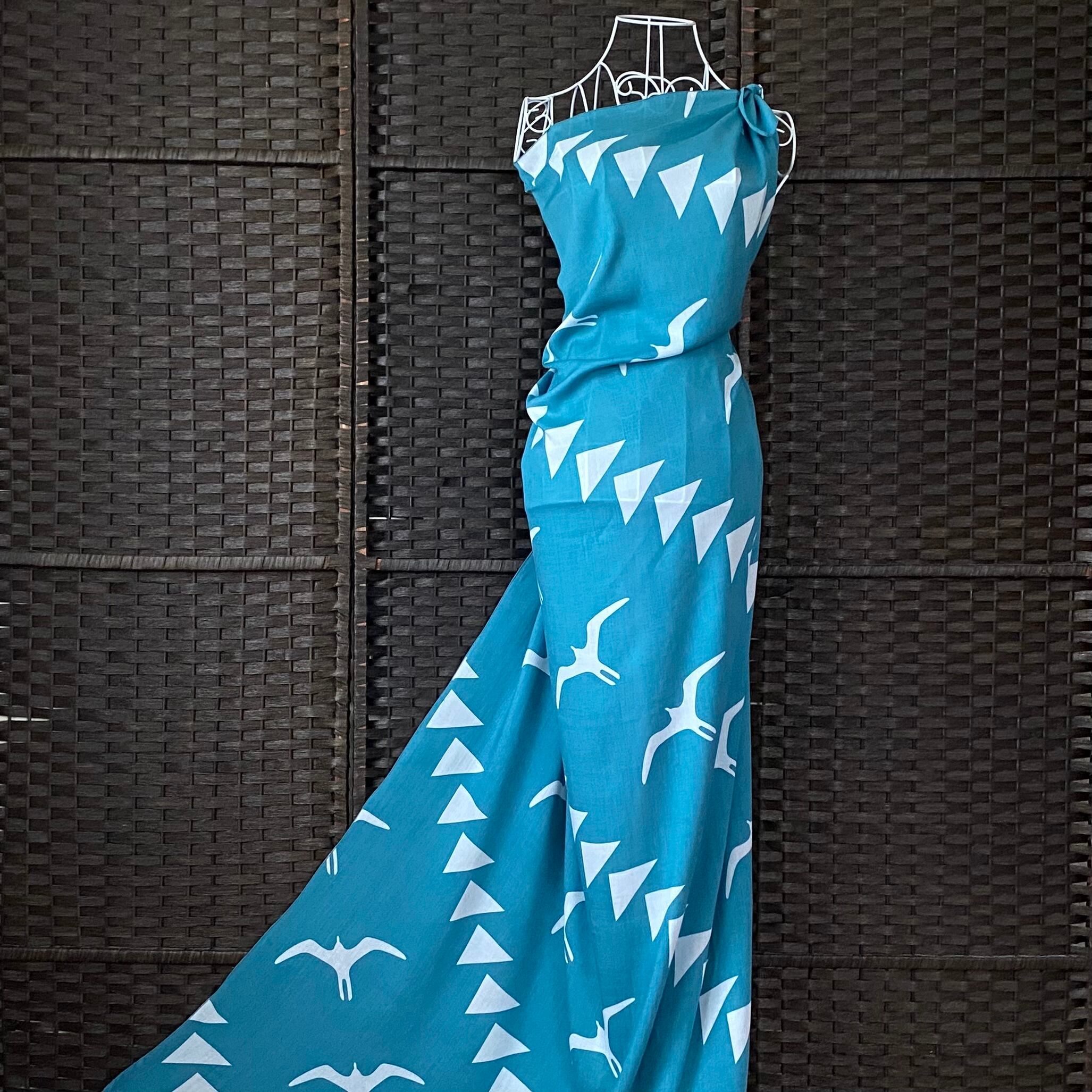 6枚おまとめ【新品】ハワイ直輸入 パレオ ストール フラダンス タヒチアン パレオ 【FLYING IWA-TEAL-WHITE】ハワイ直輸入 パレオ 大判 ストール