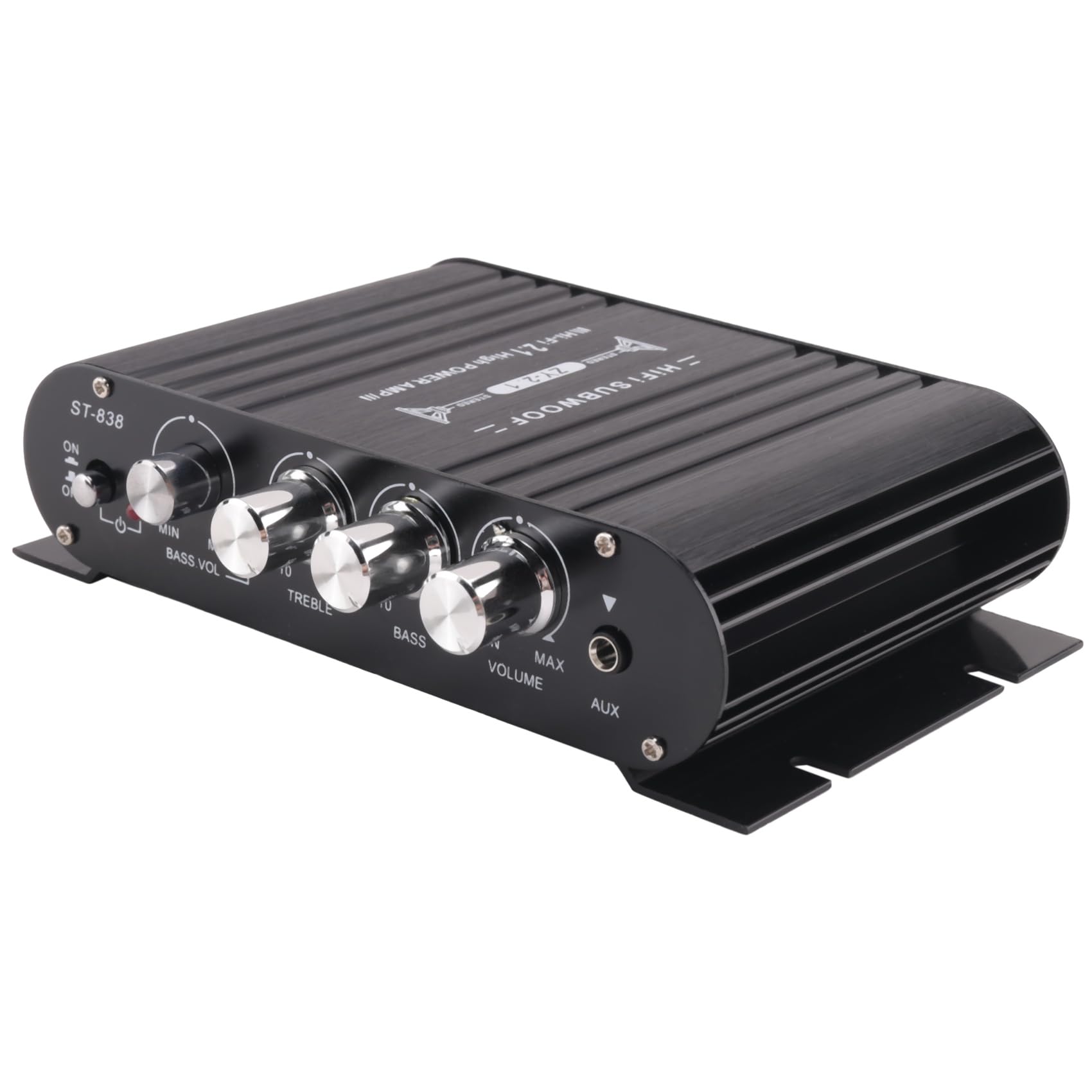 【数量限り】838 HIFI アンプ 2.1 チャンネル カー MP3 ミニアンプ AUX 入力 高低音調整 超低音 202+40W アンプ耐久性簡単インストール