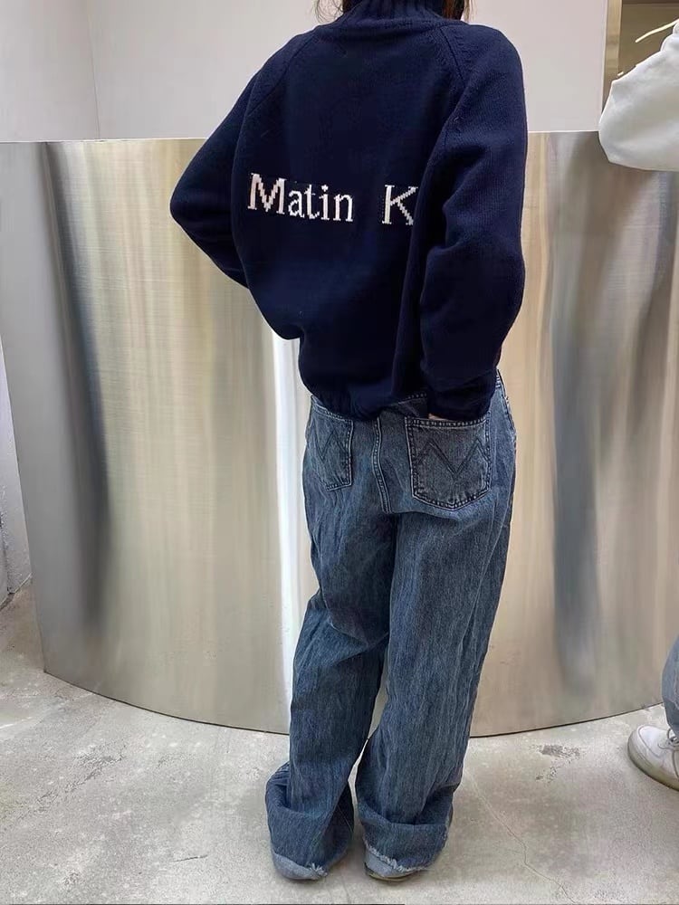 人気 韓国 Matin Kim マーティンキム トップス セーター 長袖 ジップ