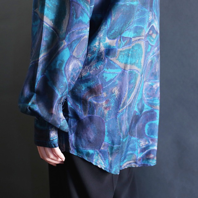 art mysterious pattern l/s silk shirt