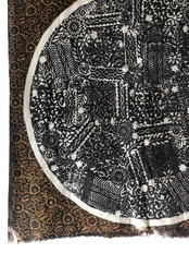 カット販売 | 丸ふたつ以上 | 送料860円《木版染め "pieces –ひとつ–" 茶色 / ヘビースラブコットン》110cm幅