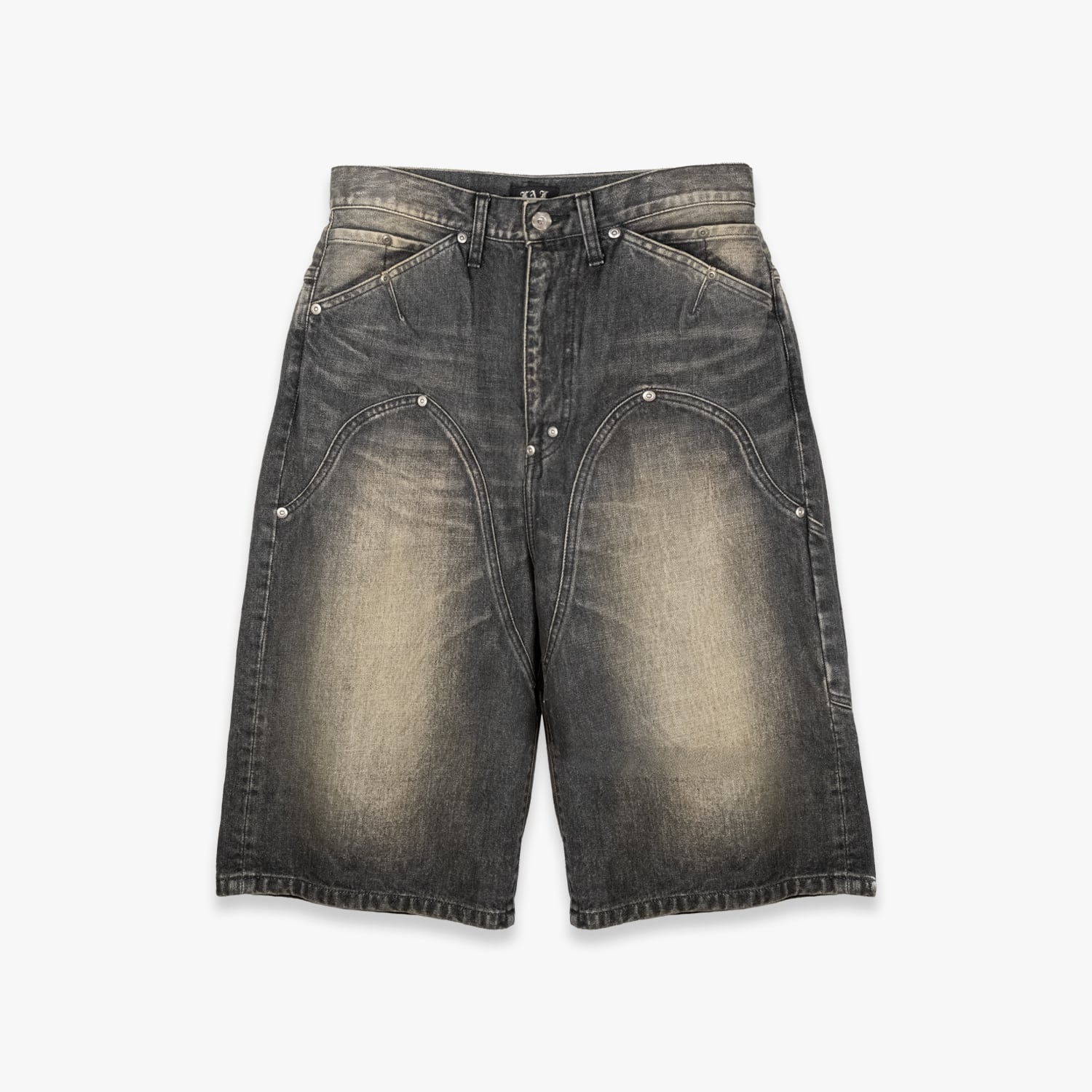 FAKE AS FLOWERS / FAF 26SS NEWCOMMUNE BAGGY DENIM SHORTS (BLACK)