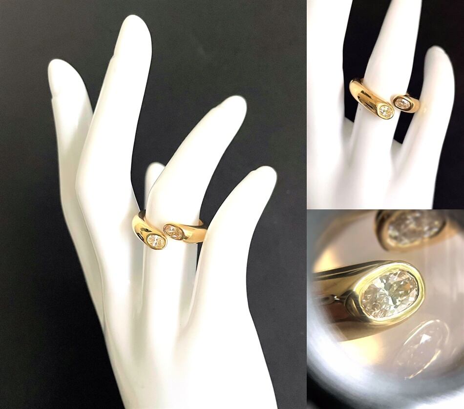 CARTIER カルティエ K18 YG エリプス ドゥ テッド リング ダイヤモンド