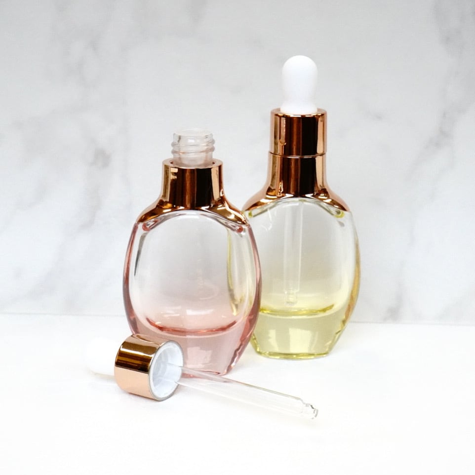 スポイト ボトルグラス】30ml ピンクゴールド オーバル 強化ガラス