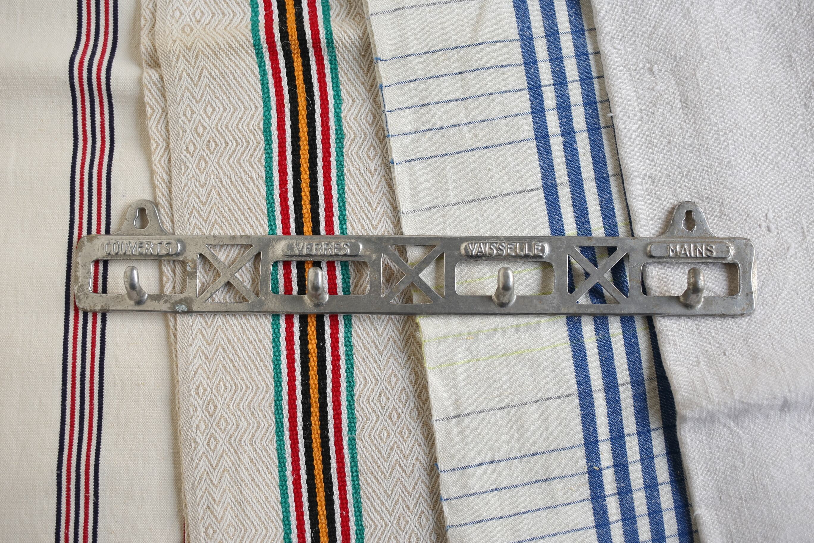 フランス アンティーク ヴィンテージ トーションフック フキン掛け アルミ製 N-00710