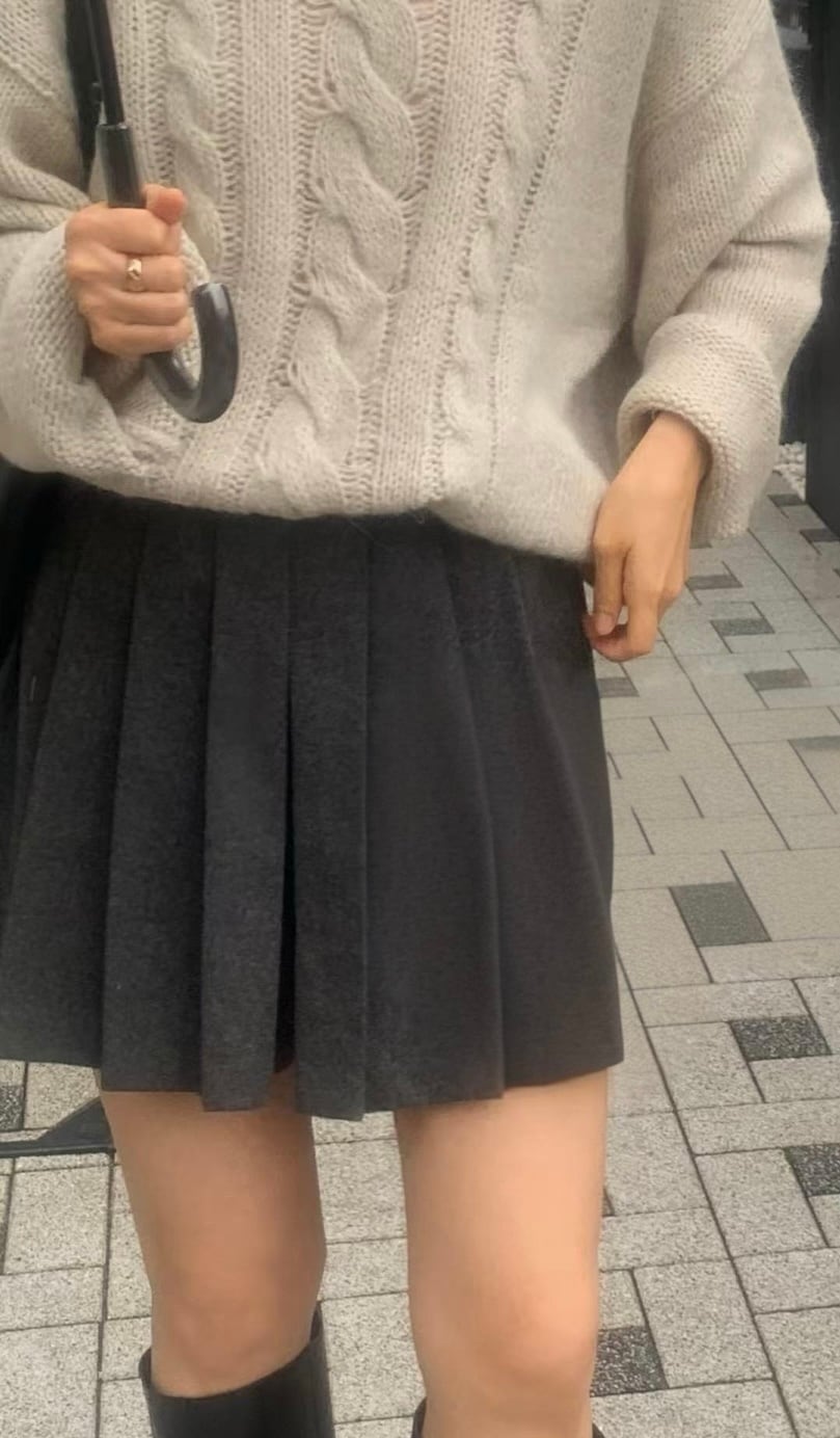 即納 liter chalotte wool pleats pants camel S & charcoal S