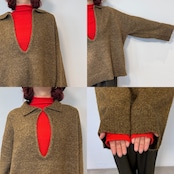 スキッパーオーバーKnit/mixブラウン