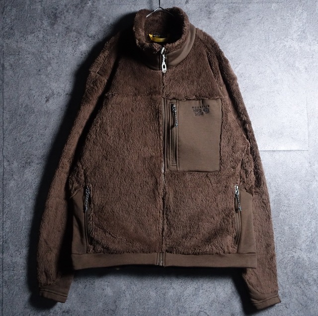 “MOUNTAIN HARD WEAR” Brown logo & switching design fleece jacket