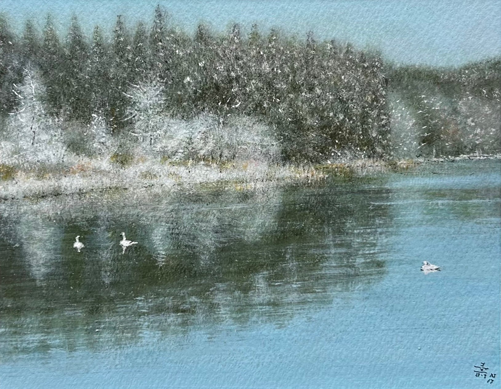 奥入瀬 F3 油彩（額入） | 森壽男の絵画
