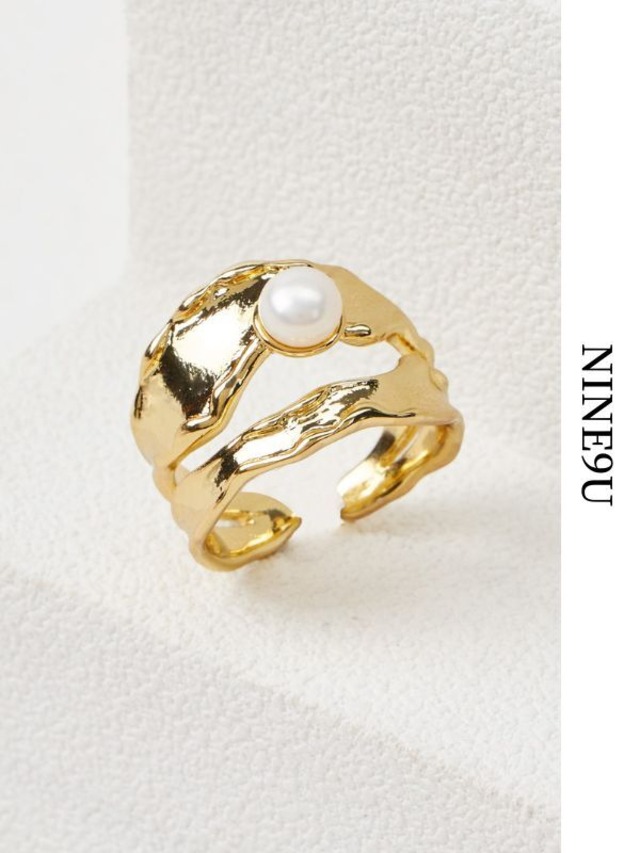 pearl wide cuff-ring【NINE-S5633】