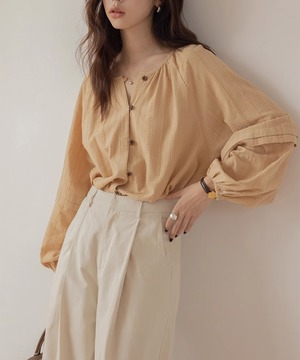 ジャカード◆ラウンドネックスリーブシャツ【t-10895】