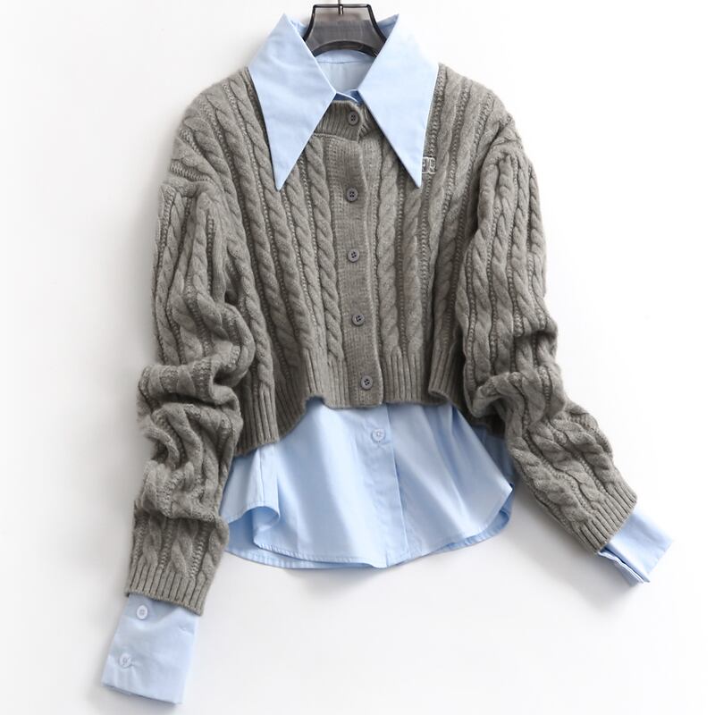 Shirt & short knit cardigan set TO0677
