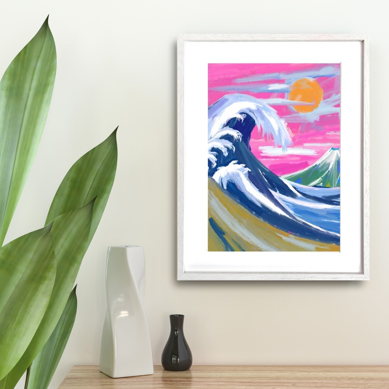 The Great Wave Drawing｜北斎の波をポップに再構築したモダンアートポスター｜和モダンやストリートに映える鮮やかな一枚｜A4ポスター