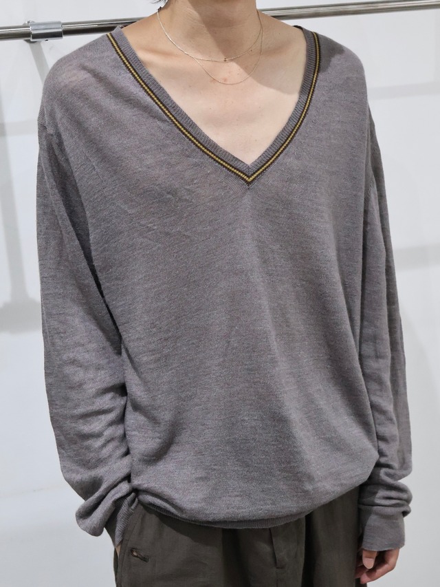【GUCCI】V neck linen silk summer knit