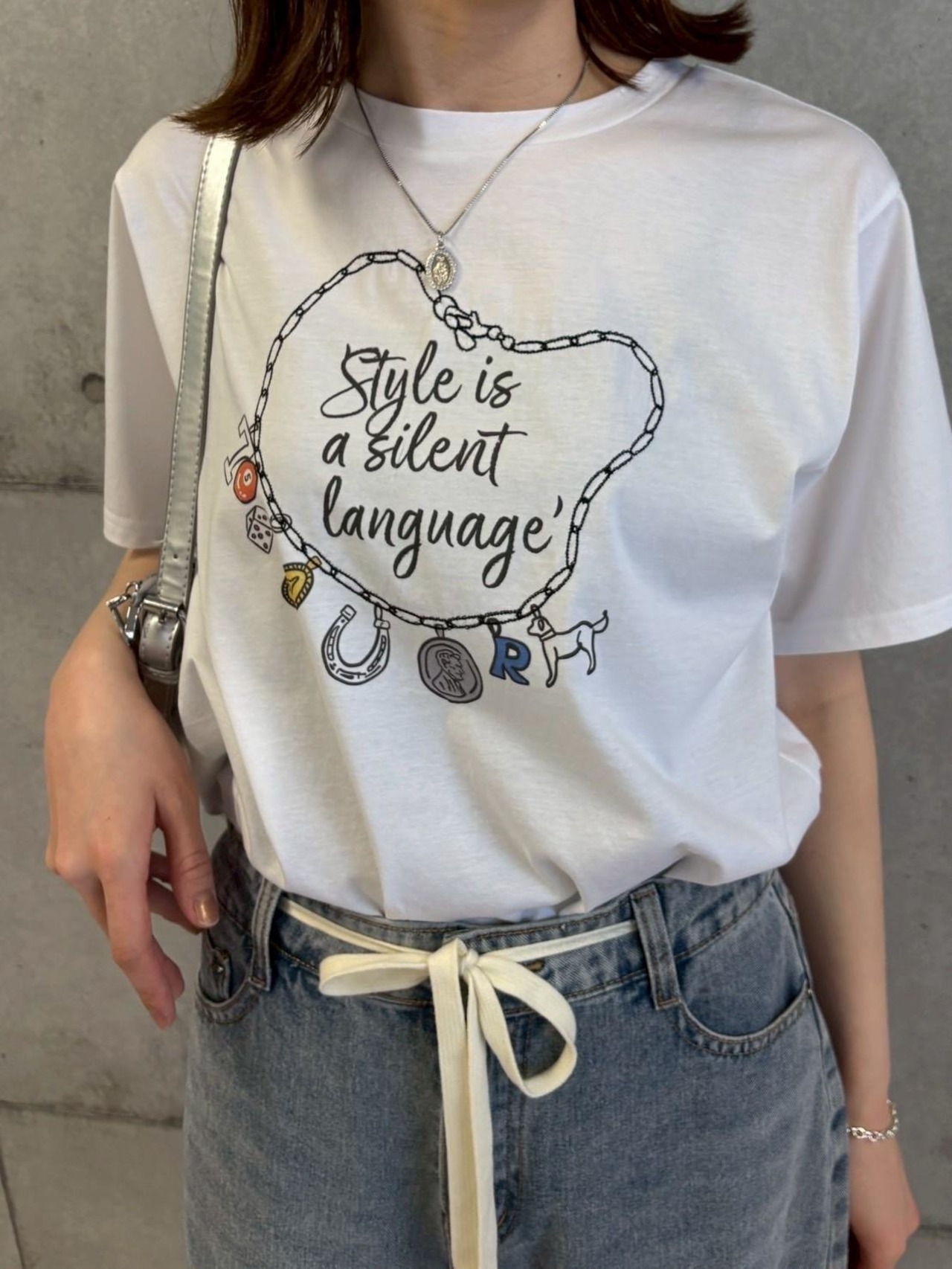 ロージー  Rosiee 刺繍×プリント シルケットチャームイラストTシャツ