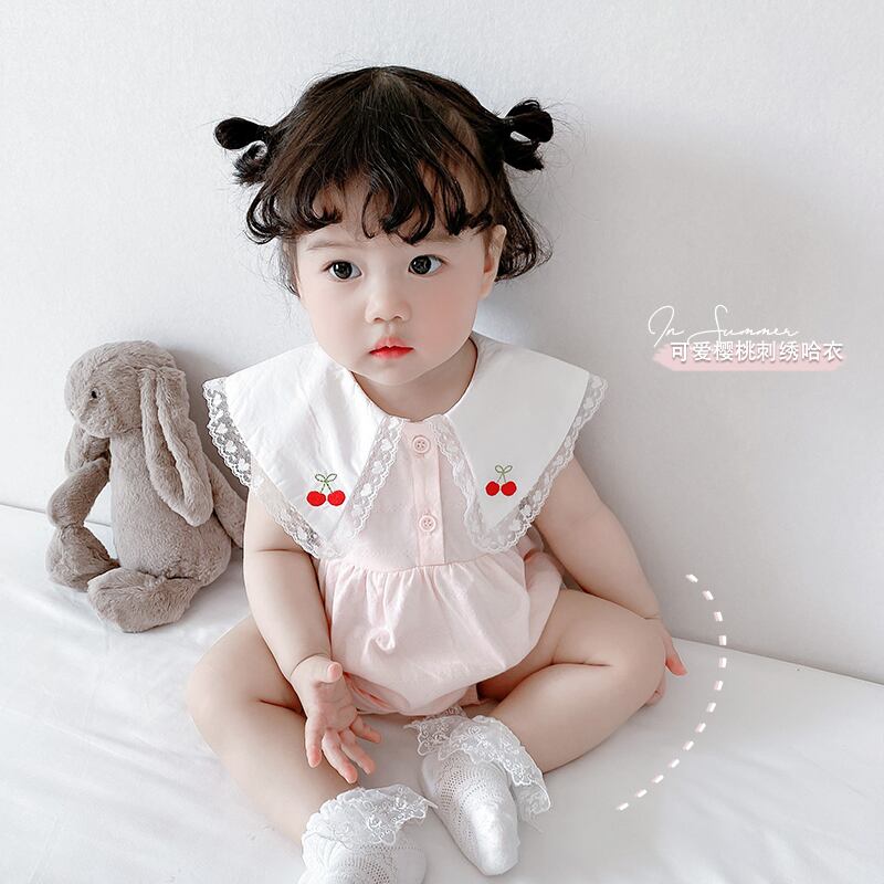 サマープリント柄レースロンパース オールインワン ワンピース コットン 大人ガーリー スウィート キュート カジュアル 夏物 超面白いベビーショップ64942614603