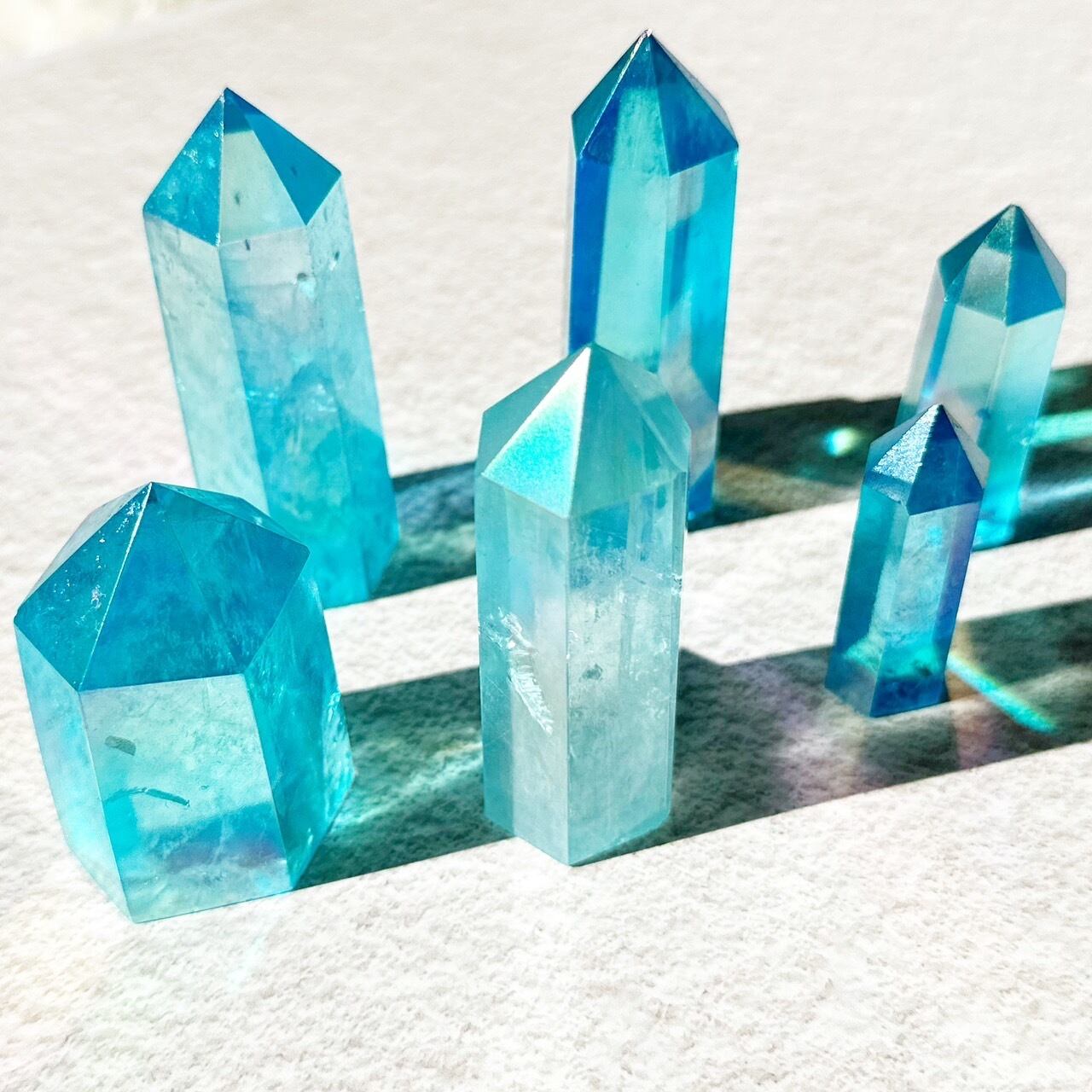ハート クラスター ブルー パワーストーン アクアオーラ クォーツ 水晶