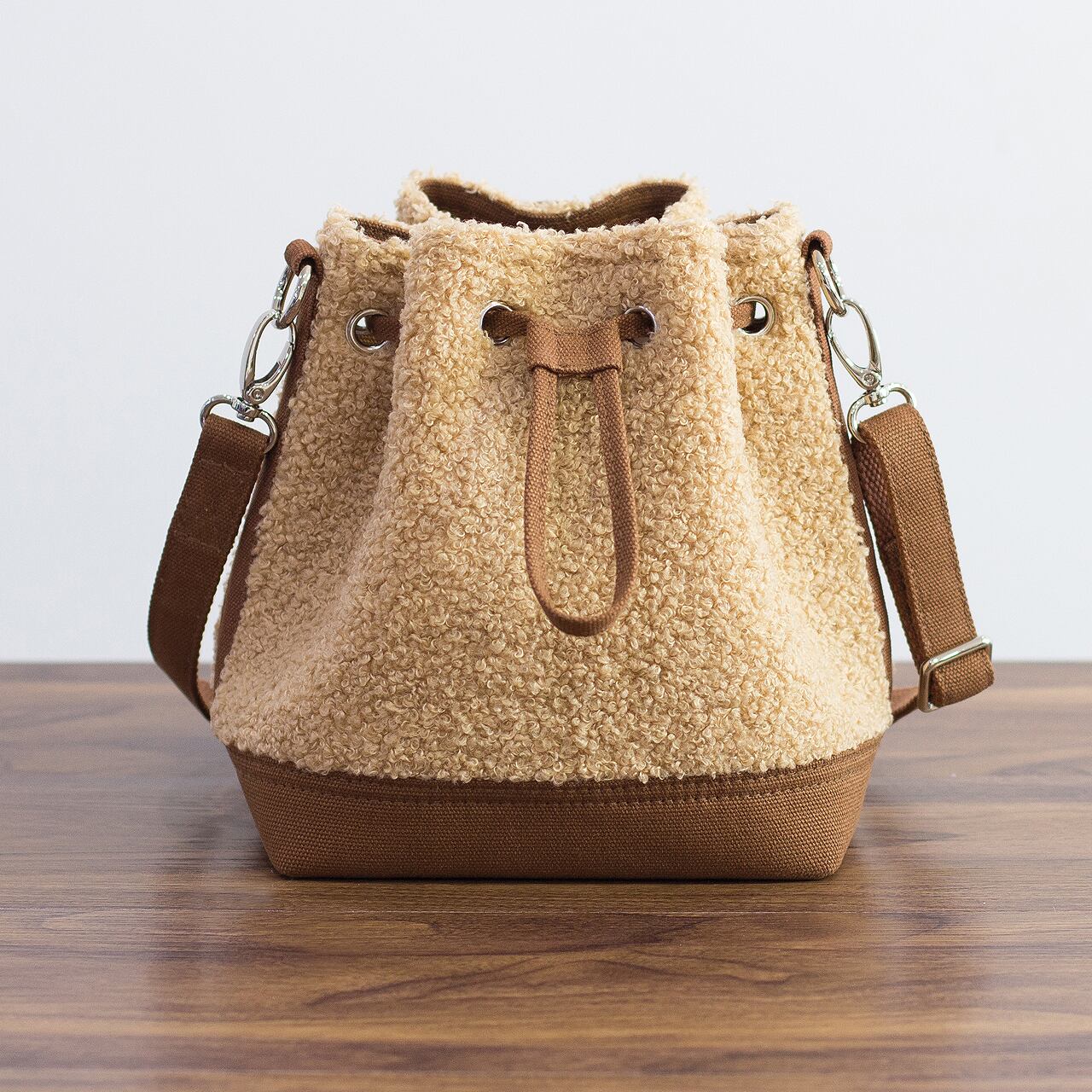 全8色 ボアx帆布 ミニショルダーバッグ Sサイズ モコモコ可愛い