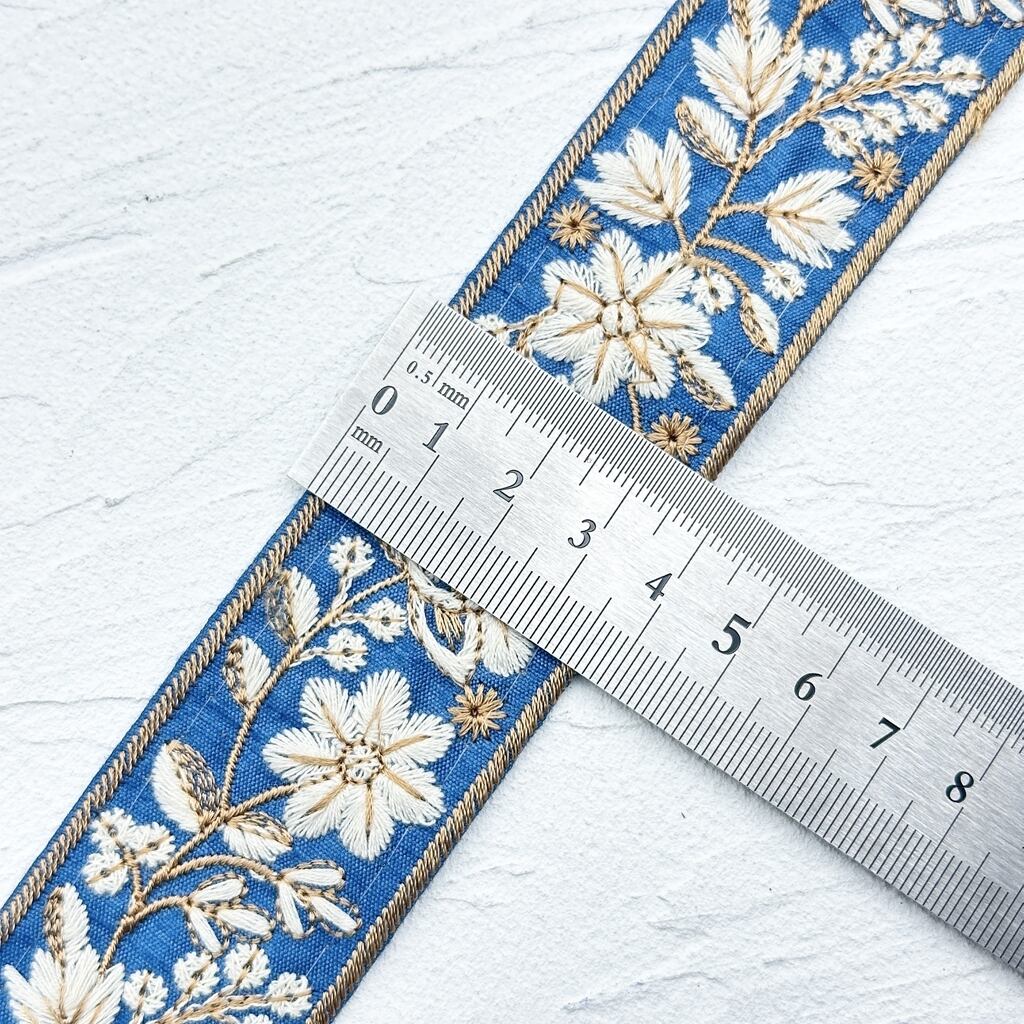 スノーベル [ターコイズ]インド刺繍リボン 2927 | インド刺繍リボン