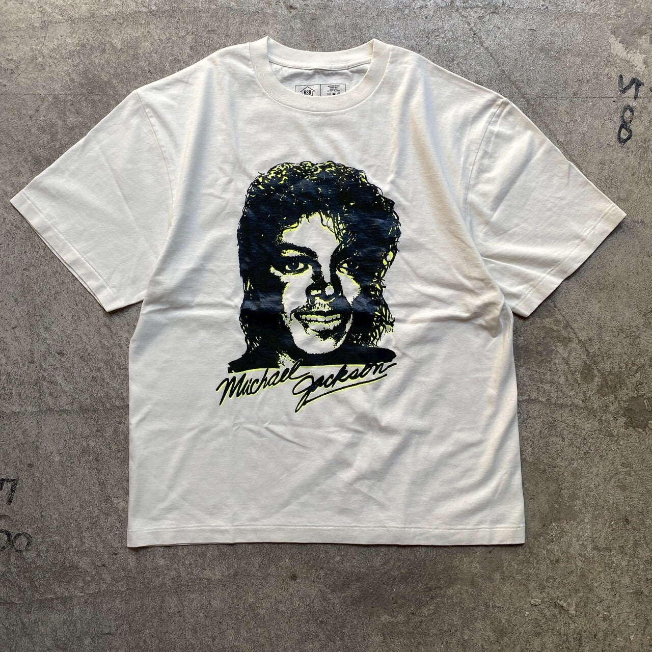 RIVERSIDE BASE 『 R.I.P. KING OF POP』FADE WASH T-SHIRTS FADE WHITE