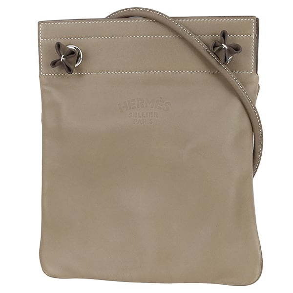 Used HERMES エルメス ショルダーバッグ アリーヌ ミニ エトゥープ ヴォースイフト ポシェット グレージュ レザー レディース 中古良品