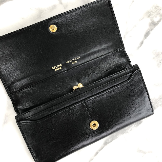 CELINE　セリーヌ　ブラゾン　トリオンフ　レザー　クロコ型押し　長財布　ブラック　vintage　ヴィンテージ　オールドセリーヌ　sc22gk