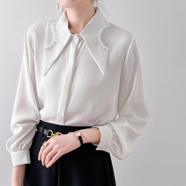 Lantern sleeve chiffon blouse LA2501104