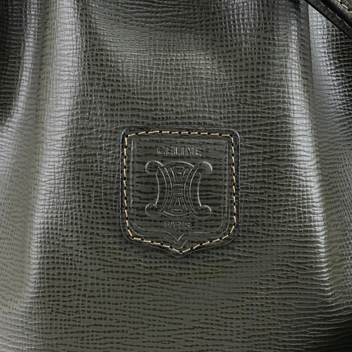 CELINE セリーヌ ショルダーバッグ カーキ ブラゾン型押し レザー 型
