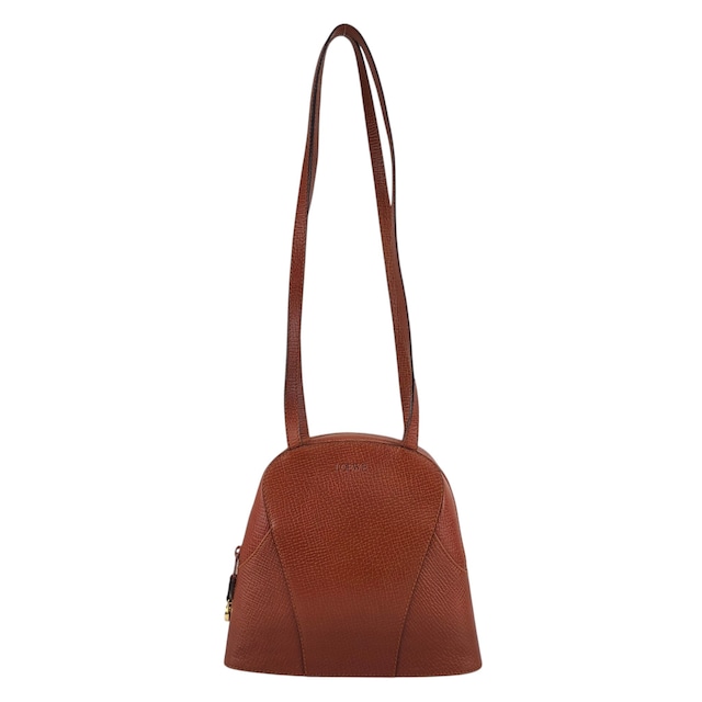 LOEWE ロエベ ショルダーバッグ ブラウン ロゴ型押し レザー vintage ヴィンテージ オールド hhdfi4