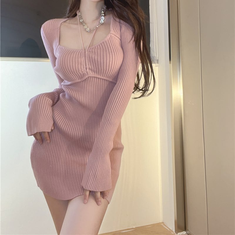 リブタイトミニワンピースV01924