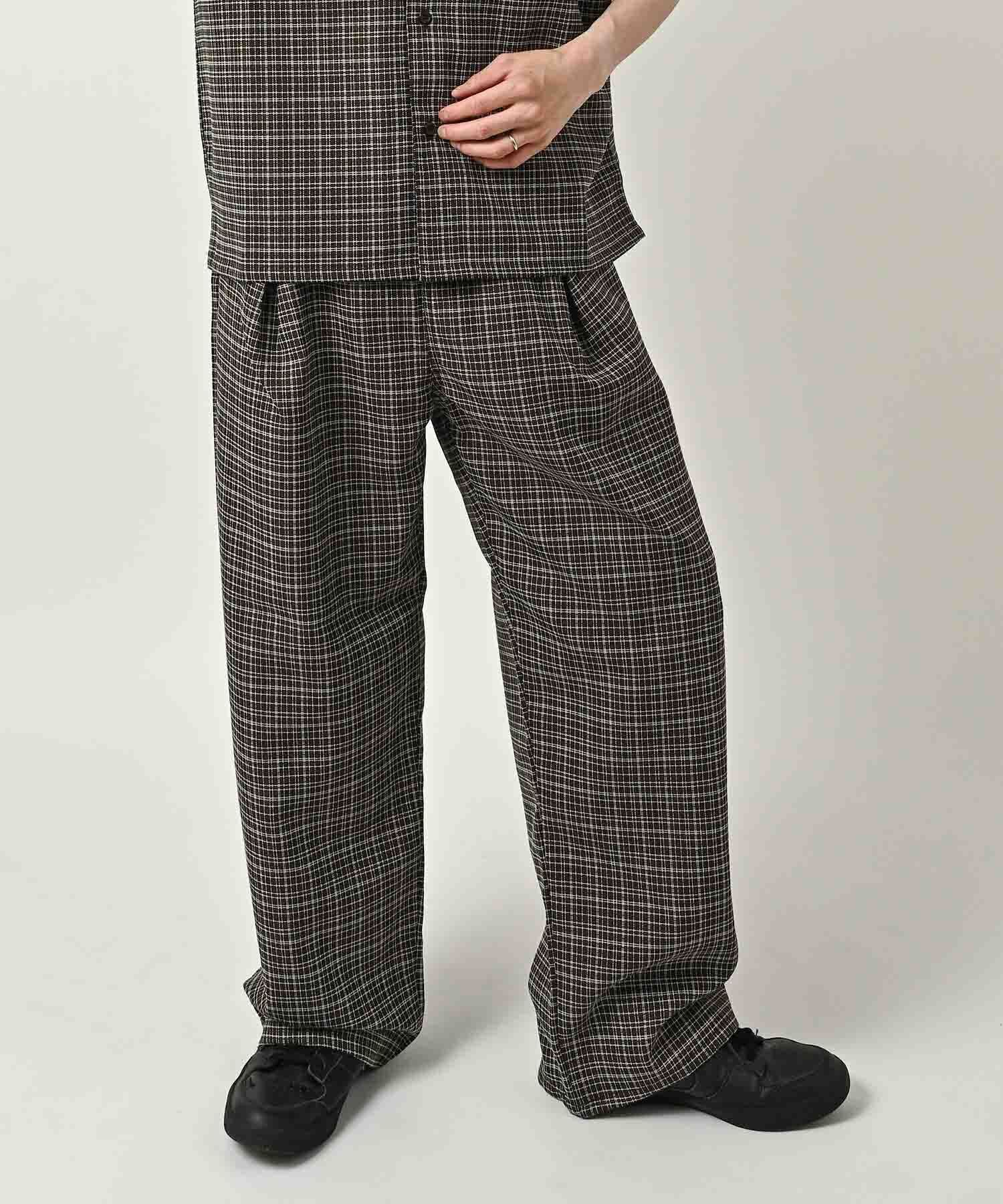 ATELANE Check tweed tuck pants (BRN) 26A-18160