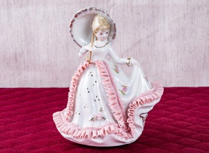テーケー名古屋人形製陶　レースドール　傘持ち少女　TKN2053CP（オルゴール）【商品番号：055】