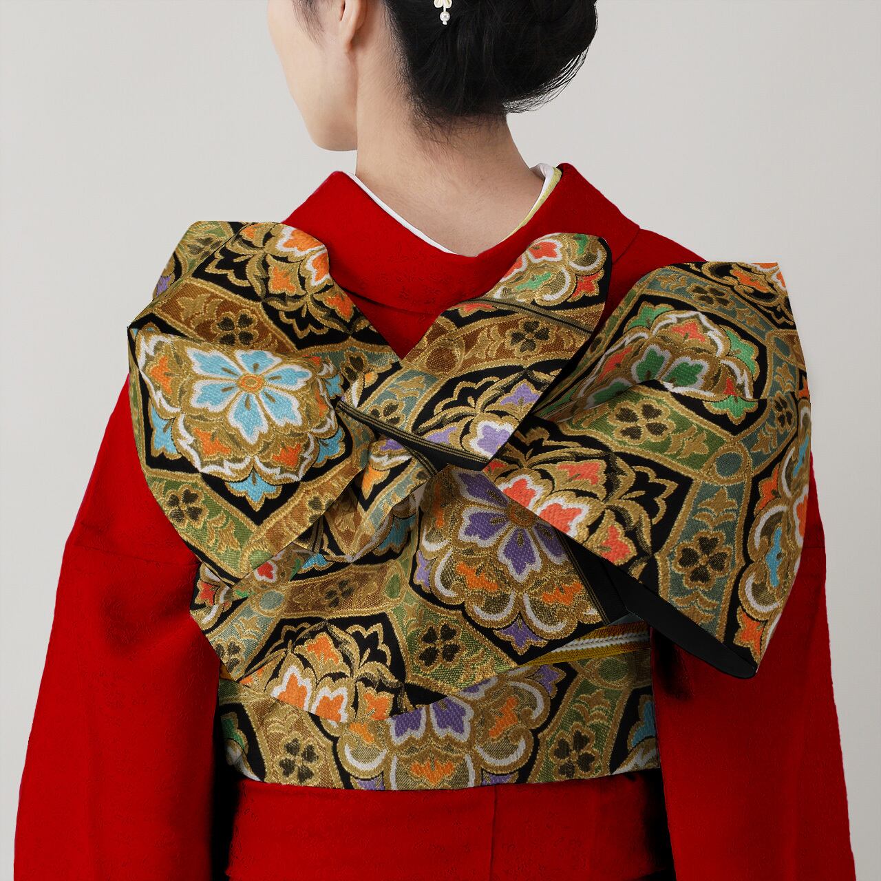 振袖用 袋帯 豊彩六稜文 (黒) | 川島織物 和装公式オンラインショップ