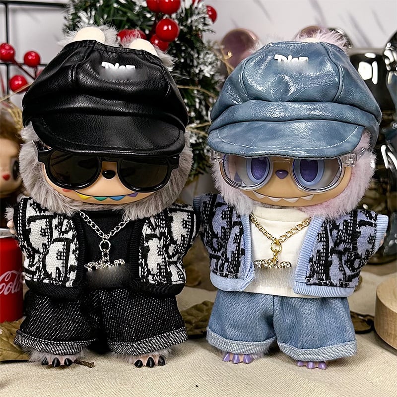 ストリート系で決める!個性派コーデ♡ labubu 123世代用 クールな6点コーデ ネックレス&アウターセット クール おしゃれ ラブブ クールな着せ替え