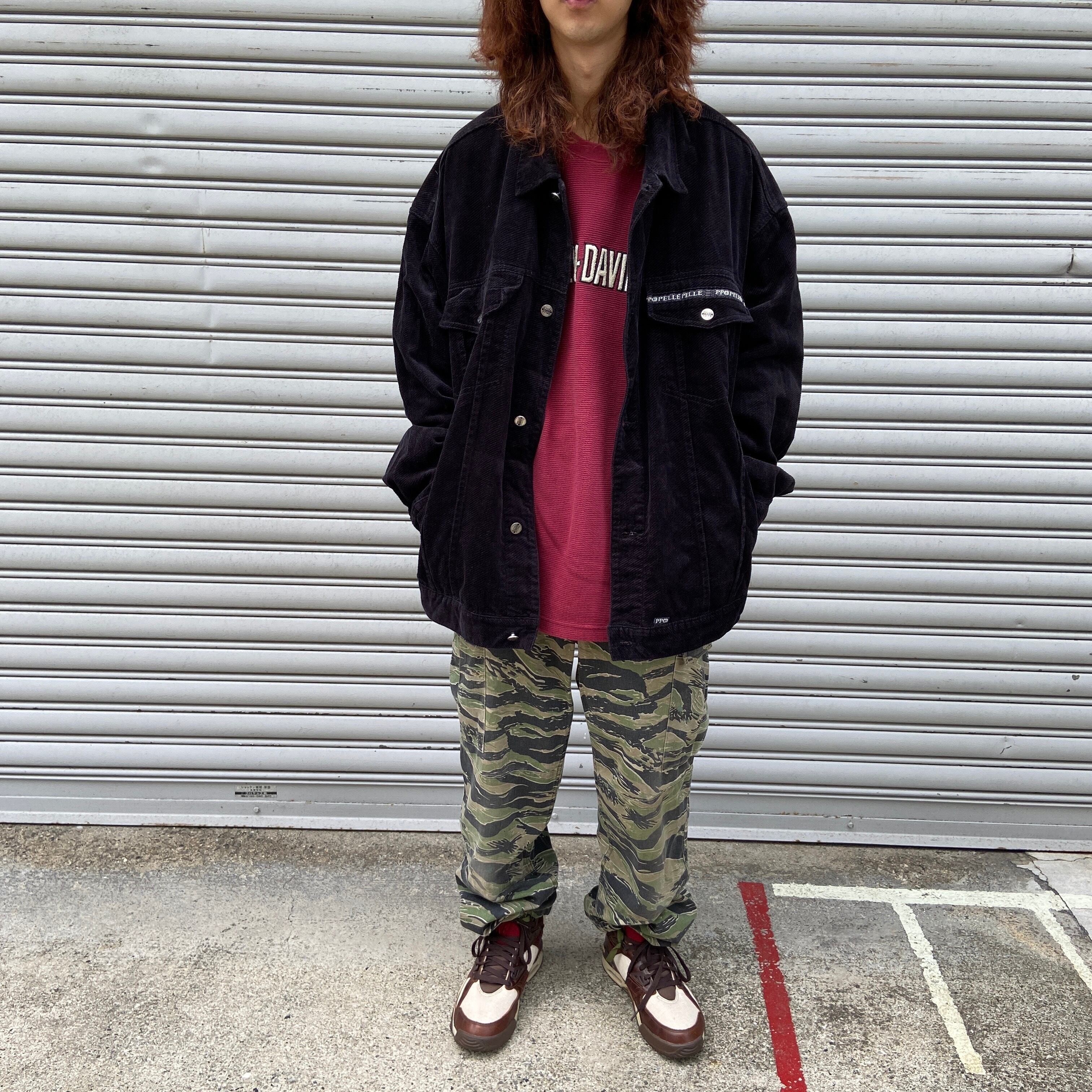 送料無料』90s PELLE PELLE ブラックコーデュロイビッグGジャン XXL