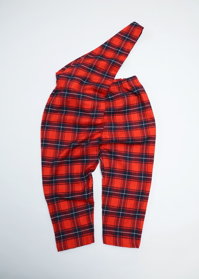 【25AW】michirico(ミチリコ)Tartan one shoulder pants レッドタータン(S/M)パンツ チェック