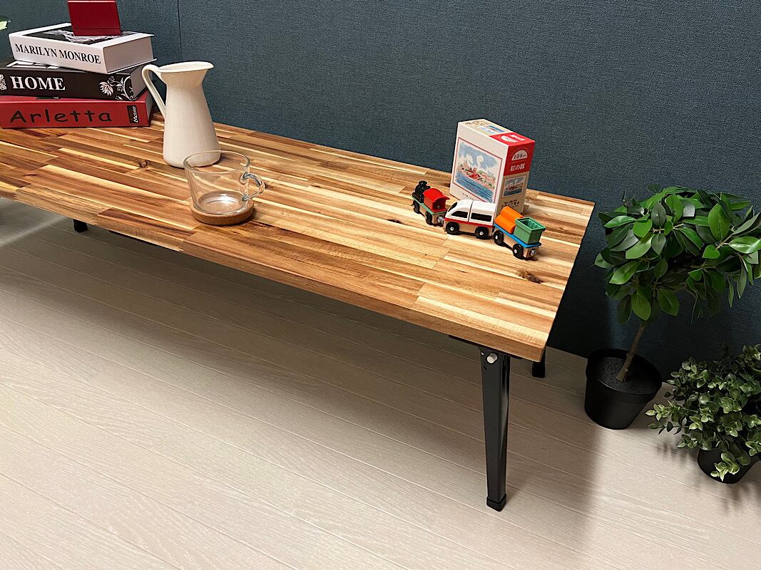 送料無料】 ローテーブル 長方形 120cm 45cm アカシア 折りたたみ脚
