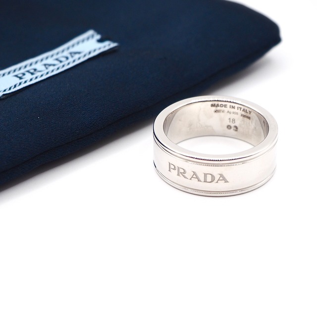 PRADA 約18号 ロゴ リング シルバー925 プラダ