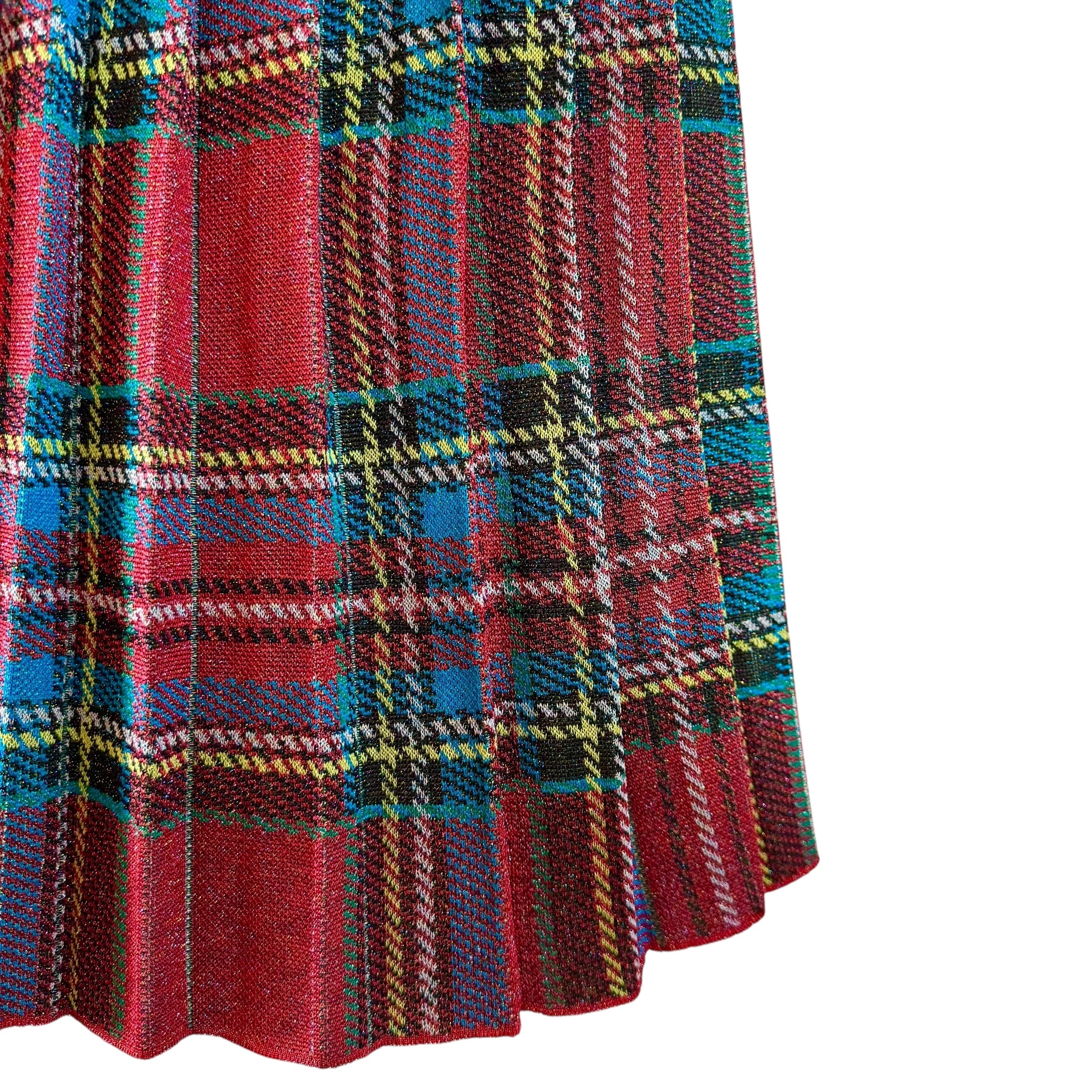 ラメニットプリーツチェックスカート RED | HEIHEI