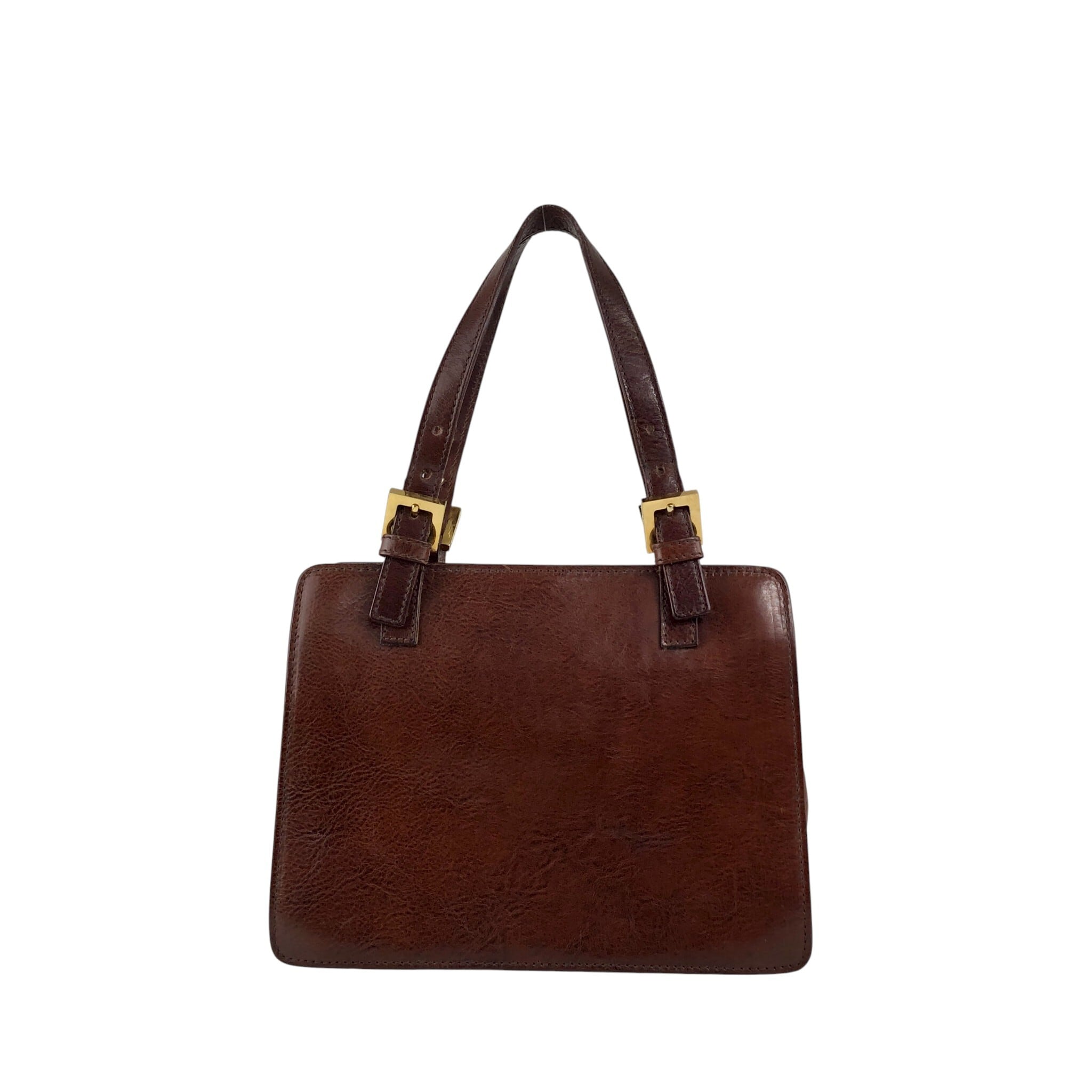 FENDI フェンディ ハンドバッグ ブラウン ロゴ レザー vintage