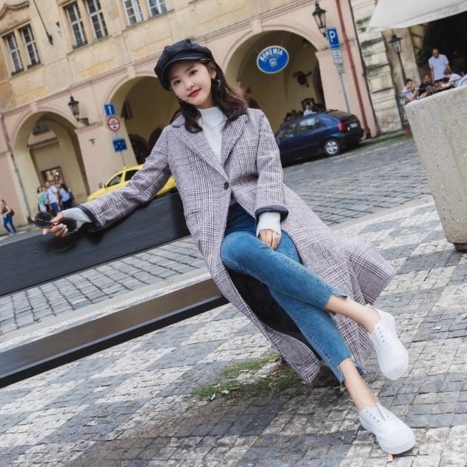 グレンチェック チェスターコート ロングコート 全2色 | LILIANA