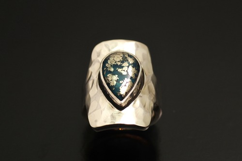 Sonoran Turquoise Ring Hammered mark（ソノランターコイズリング　槌目スタンプ）