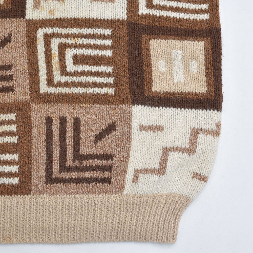 【1970〜80s】ビンテージ　デザイン　パッチワークニットセーター　アート hand knit patchwork design sweater 〈レトロ古着 ハンドニット