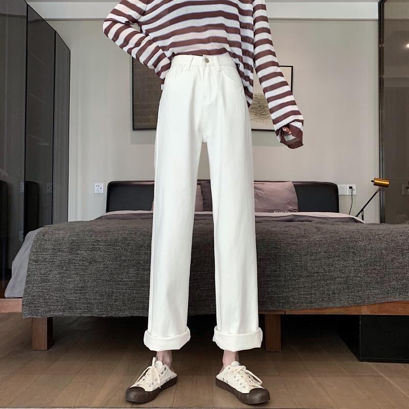 ホワイトジーンズ スプリングハイウェスト薄手パンツ ルーズ 春物 YY-ファッション41686901871