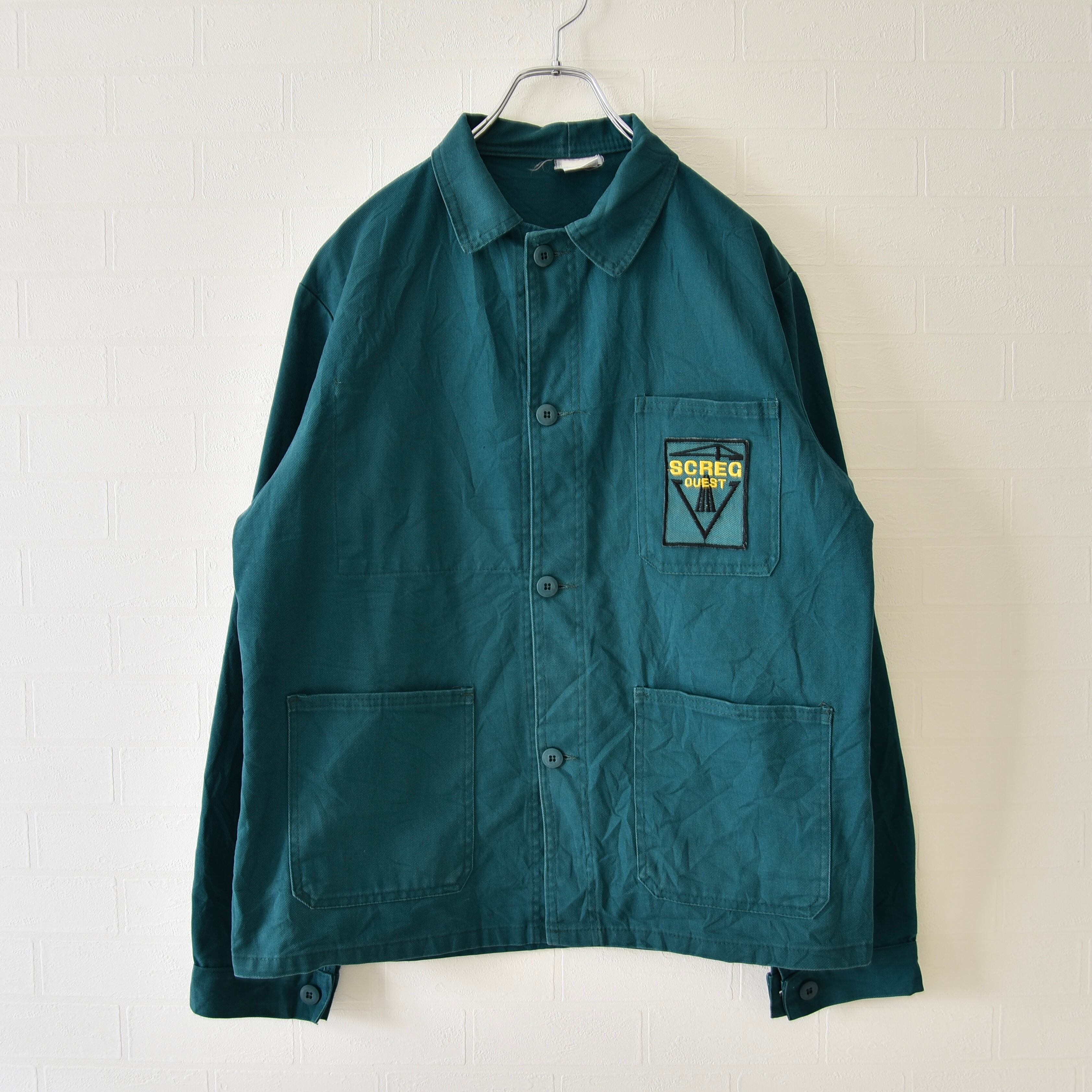90s Vintage Euro French Work Green Twill Jacket / ユーロワーク