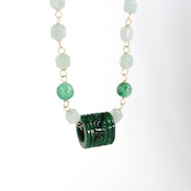 翡翠 如意ペンダントトップ メガネ留め デザイン ネックレス A貨翡翠 jd_ne1021