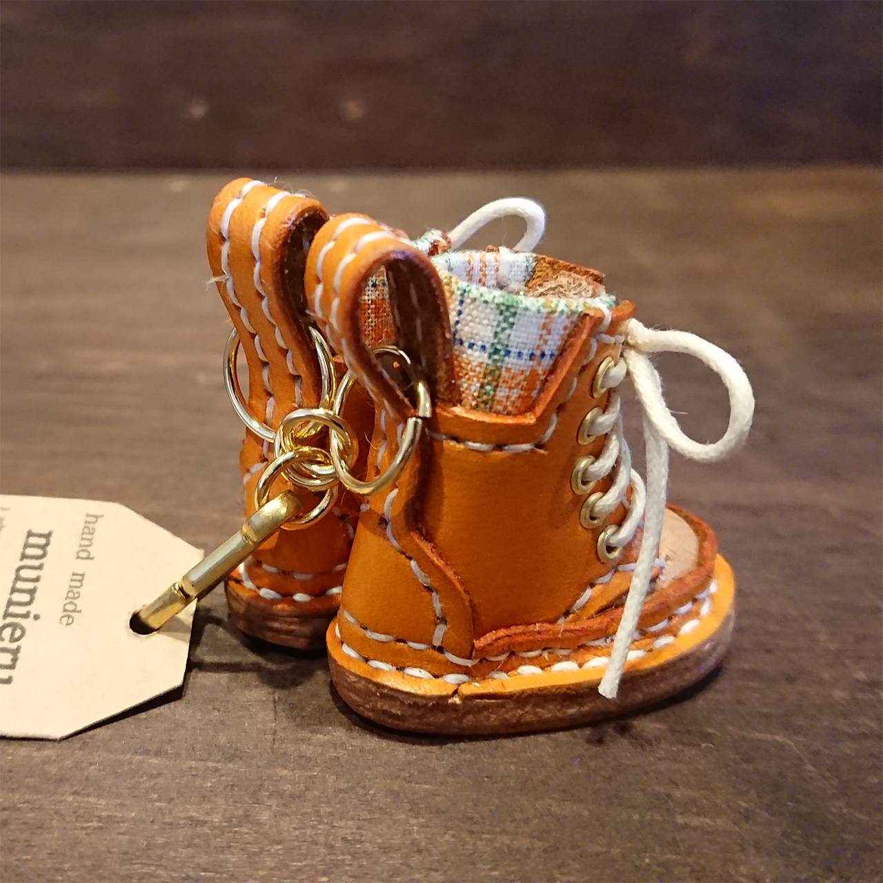 ミニチュアブーツ【編み上げ】 orange × natural | munieru