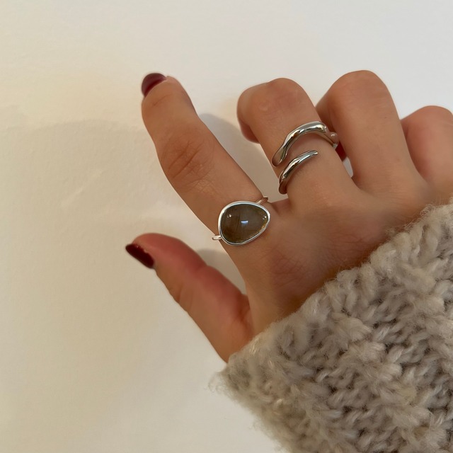 S925 natural stone ring (R218)