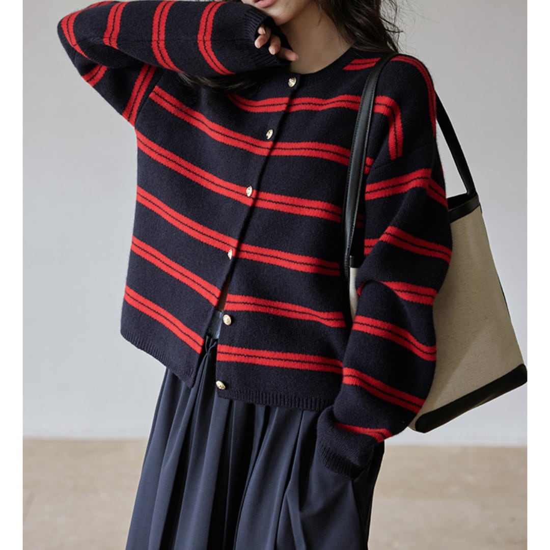 lazy knit stripe cardigan